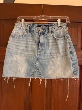 Hollister Light Blue Frayed Denim Mini Skirt